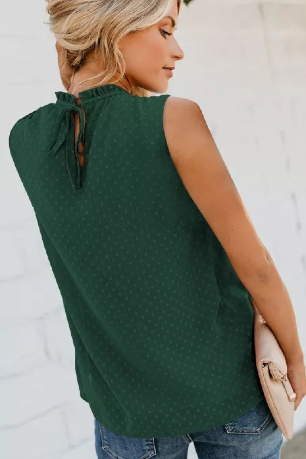 Smocked Tie Back Frill Trim Tank-SHIPS DIRECTLY TO YOU!