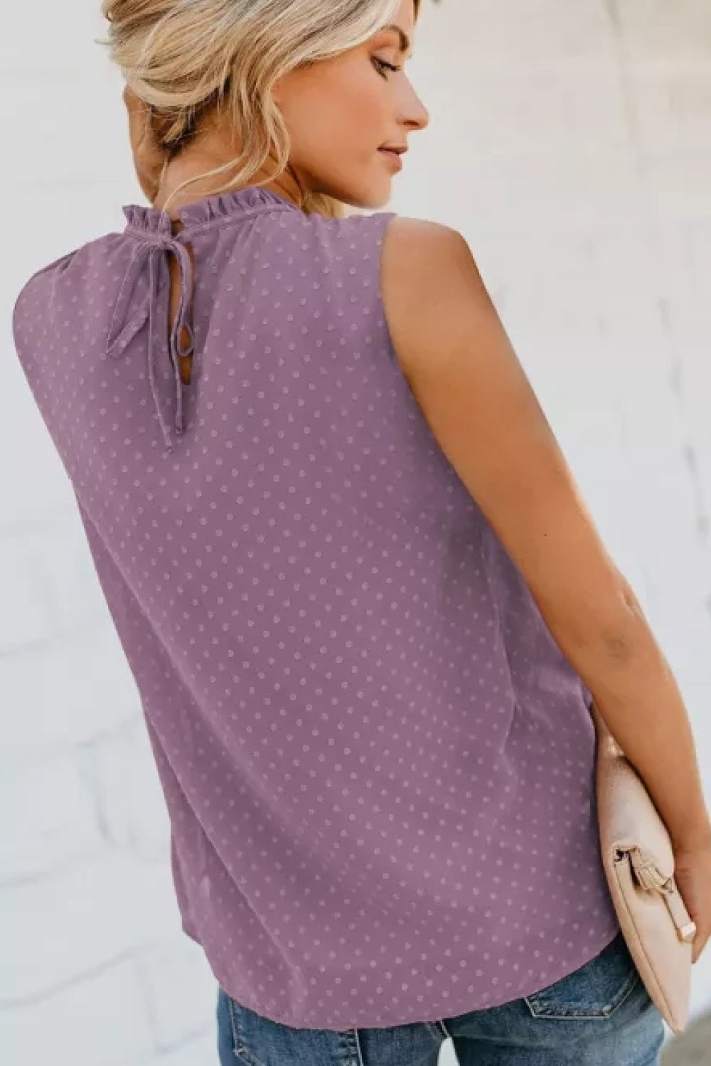Smocked Tie Back Frill Trim Tank-SHIPS DIRECTLY TO YOU!
