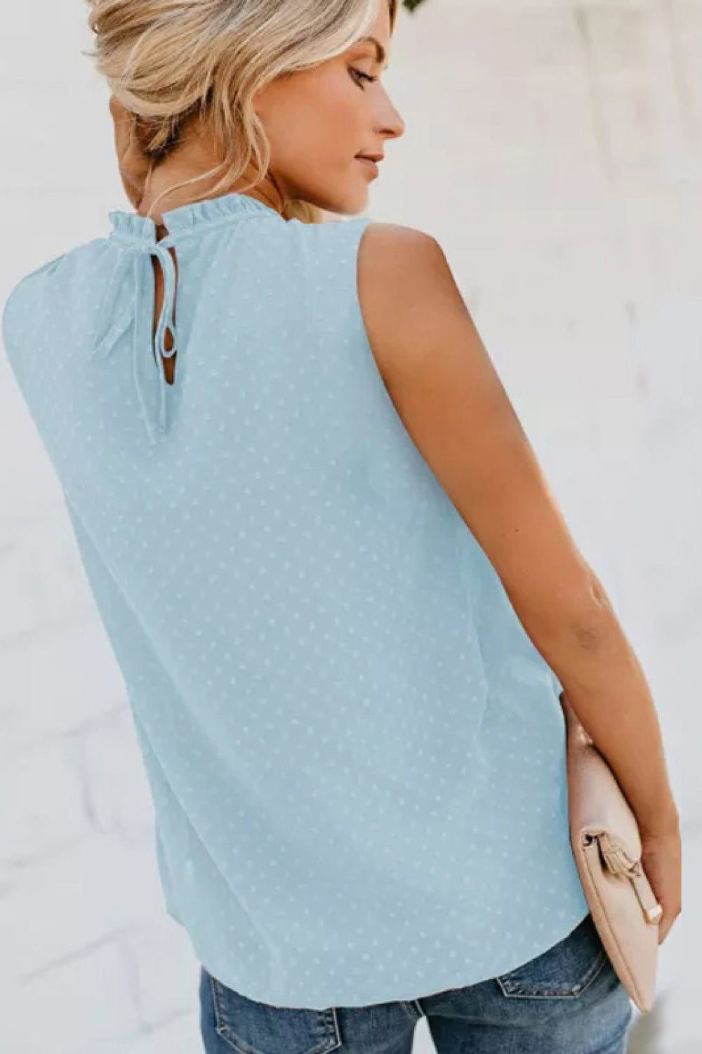 Smocked Tie Back Frill Trim Tank-SHIPS DIRECTLY TO YOU!