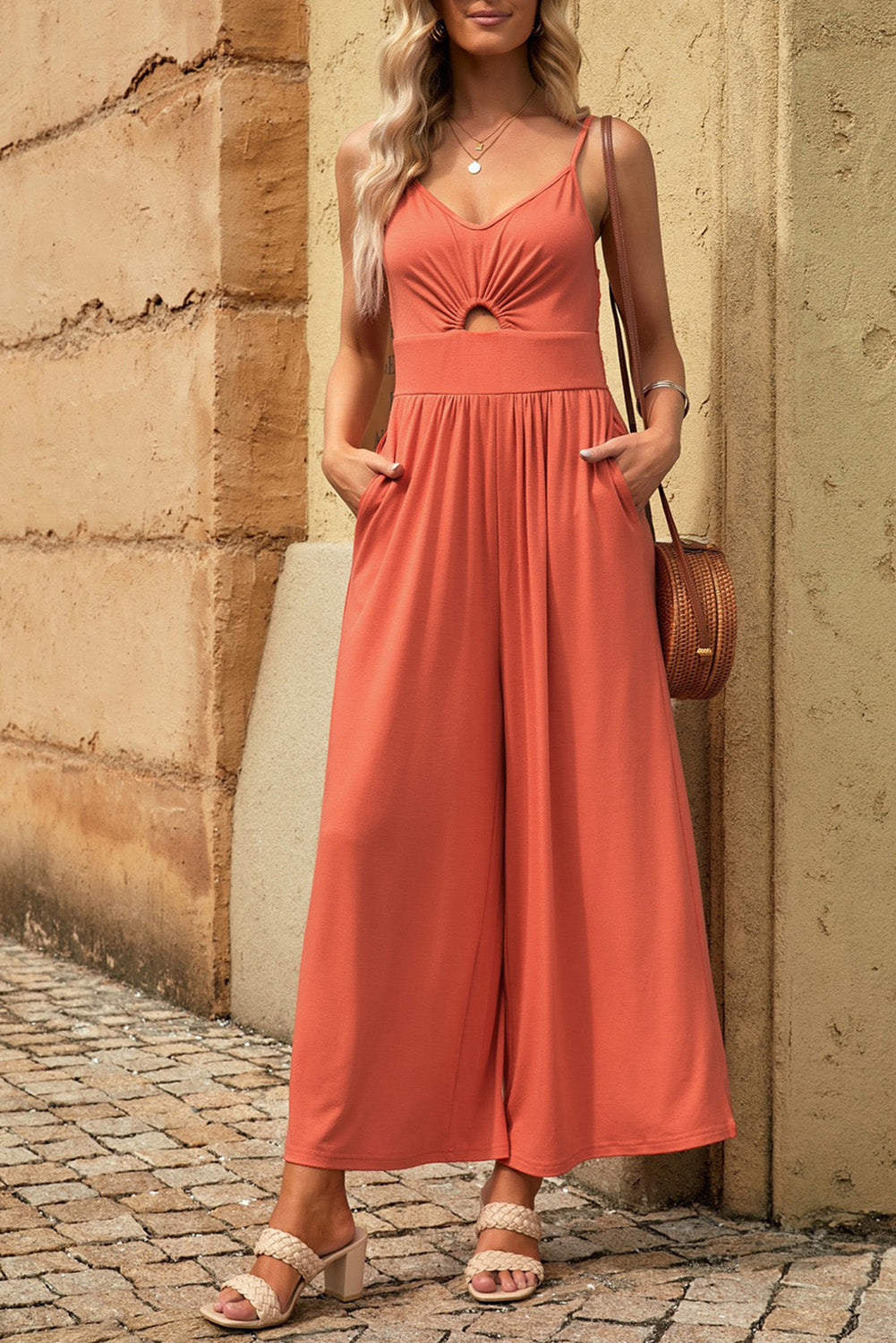 Smocked Spaghetti Strap Wide Leg Jumpsuit-SHIPS DIRECTLY TO YOU!