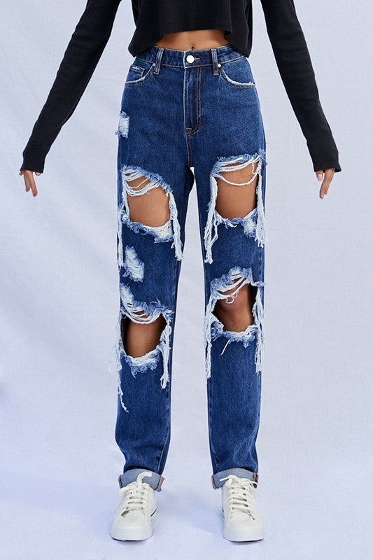 High Waist Ripped Baggy Jeans-SHIPS DIRECTLY TO YOU!