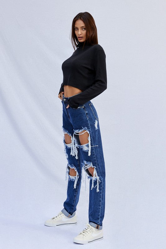 High Waist Ripped Baggy Jeans-SHIPS DIRECTLY TO YOU!