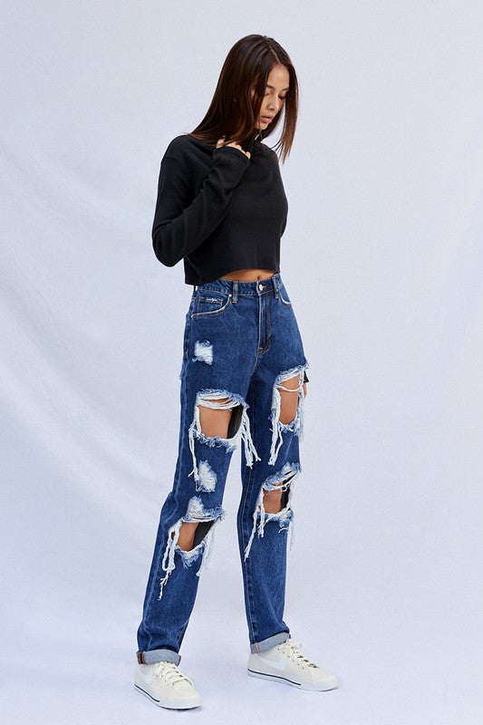 High Waist Ripped Baggy Jeans-SHIPS DIRECTLY TO YOU!