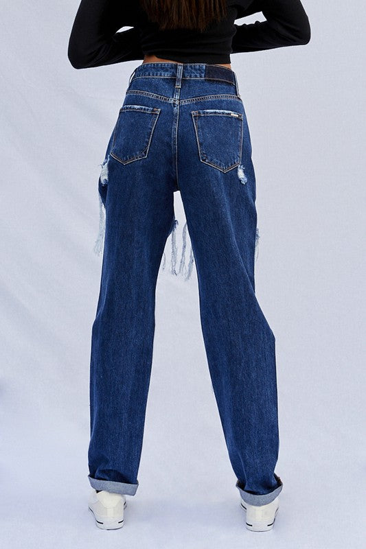 High Waist Ripped Baggy Jeans-SHIPS DIRECTLY TO YOU!