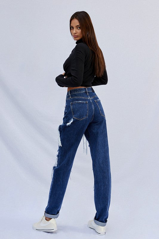 High Waist Ripped Baggy Jeans-SHIPS DIRECTLY TO YOU!