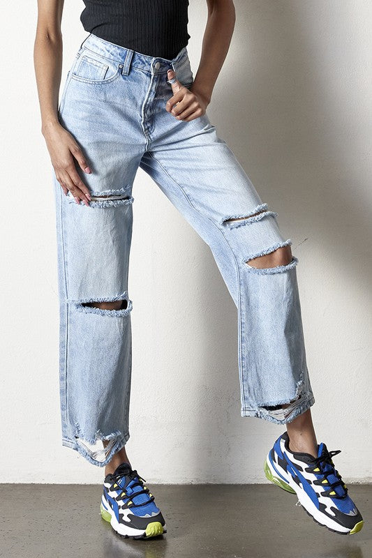 Destroyed Straight Jeans-SHIPS DIRECTLY TO YOU!