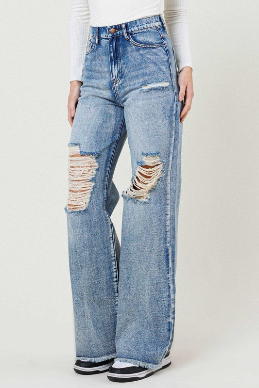 High Rise Wide Leg Jeans in a Vintage Acid Wash-SHIPS DIRECTLY TO YOU!