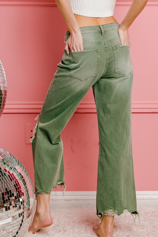 Distressed Vintage Washed Wide Leg Pants-SHIPS DIRECTLY TO YOU!