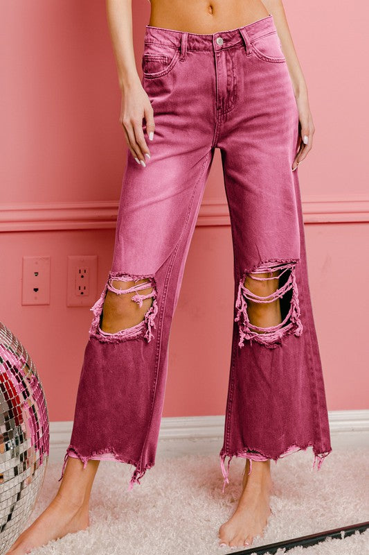 Distressed Vintage Washed Wide Leg Pants-SHIPS DIRECTLY TO YOU!