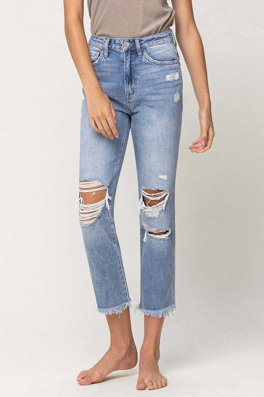 Super High Rise Distressed Relaxed Straight-SHIPS DIRECTLY TO YOU!