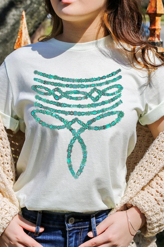 Turquoise Stone Boot Stitch Tee-SHIPS DIRECTLY TO YOU!