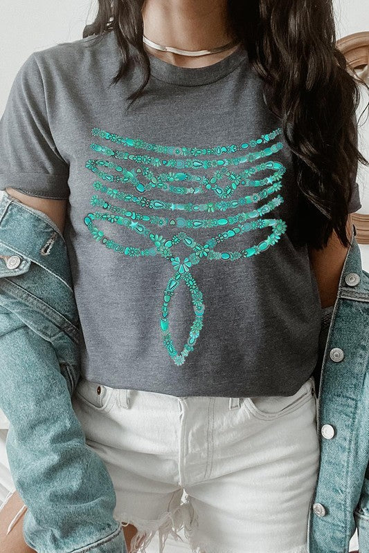 Turquoise Stone Boot Stitch Tee-SHIPS DIRECTLY TO YOU!