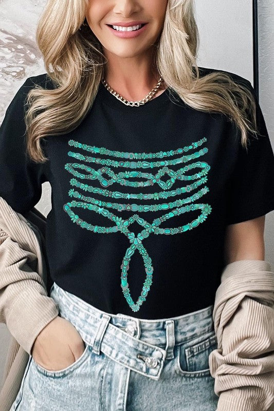 Turquoise Stone Boot Stitch Tee-SHIPS DIRECTLY TO YOU!