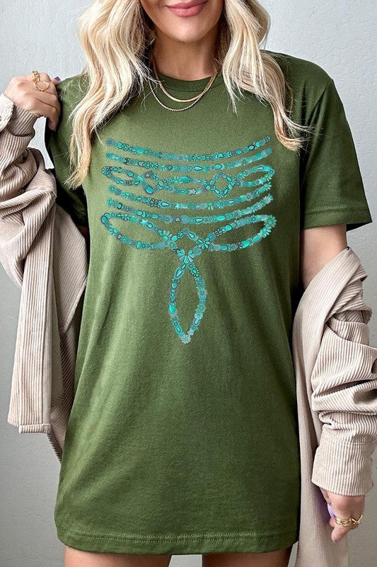 Turquoise Stone Boot Stitch Tee-SHIPS DIRECTLY TO YOU!