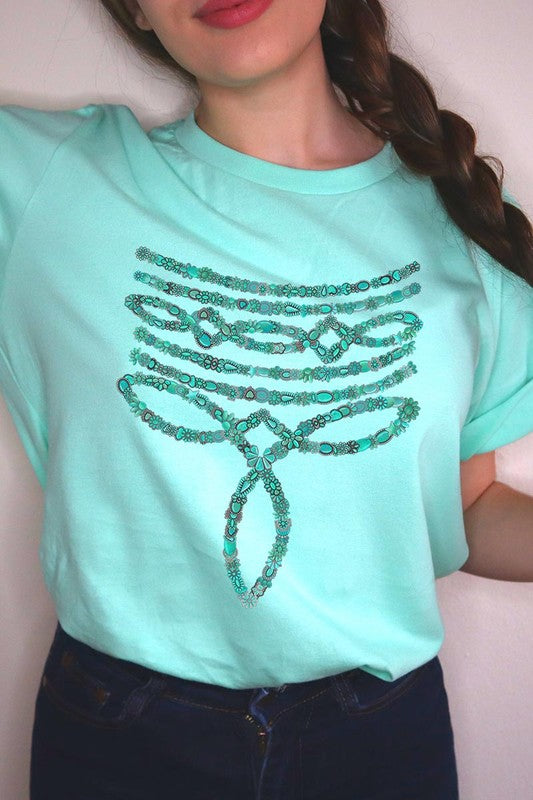 Turquoise Stone Boot Stitch Tee-SHIPS DIRECTLY TO YOU!