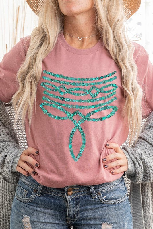 Turquoise Stone Boot Stitch Tee-SHIPS DIRECTLY TO YOU!