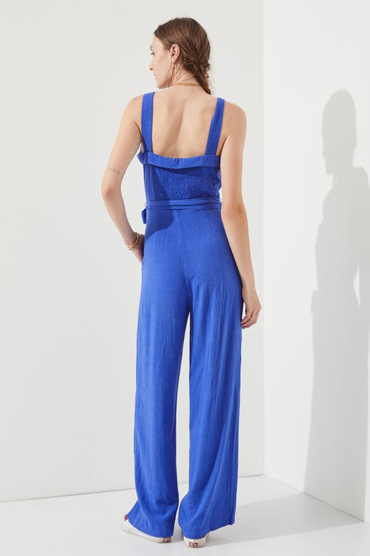 PLUS SLEEVELESS ADJUSTABLE STRAP BUTTON JUMPSUIT-SHIPS DIRECTLY TO YOU!