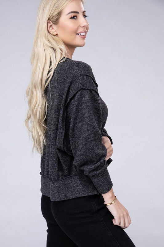 Brushed Melange Hacci Oversized Sweater-SHIPS DIRECTLY TO YOU!