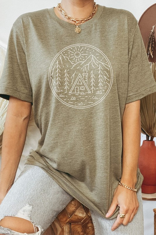 Cabin in Forest Graphic Tee-SHIPS DIRECTLY TO YOU!