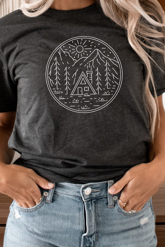 Cabin in Forest Graphic Tee-SHIPS DIRECTLY TO YOU!