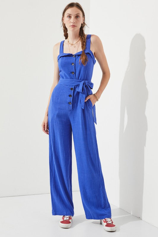 SLEEVELESS ADJUSTABLE STRAP BUTTON DOWN JUMPSUIT-SHIPS DIRECTLY TO YOU!