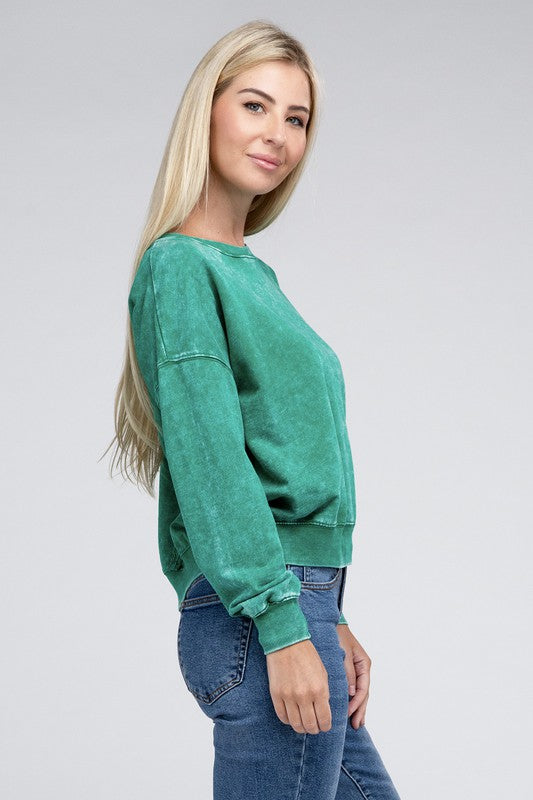 French Terry Acid Wash Boat Neck Pullover-SHIPS DIRECTLY TO YOU!