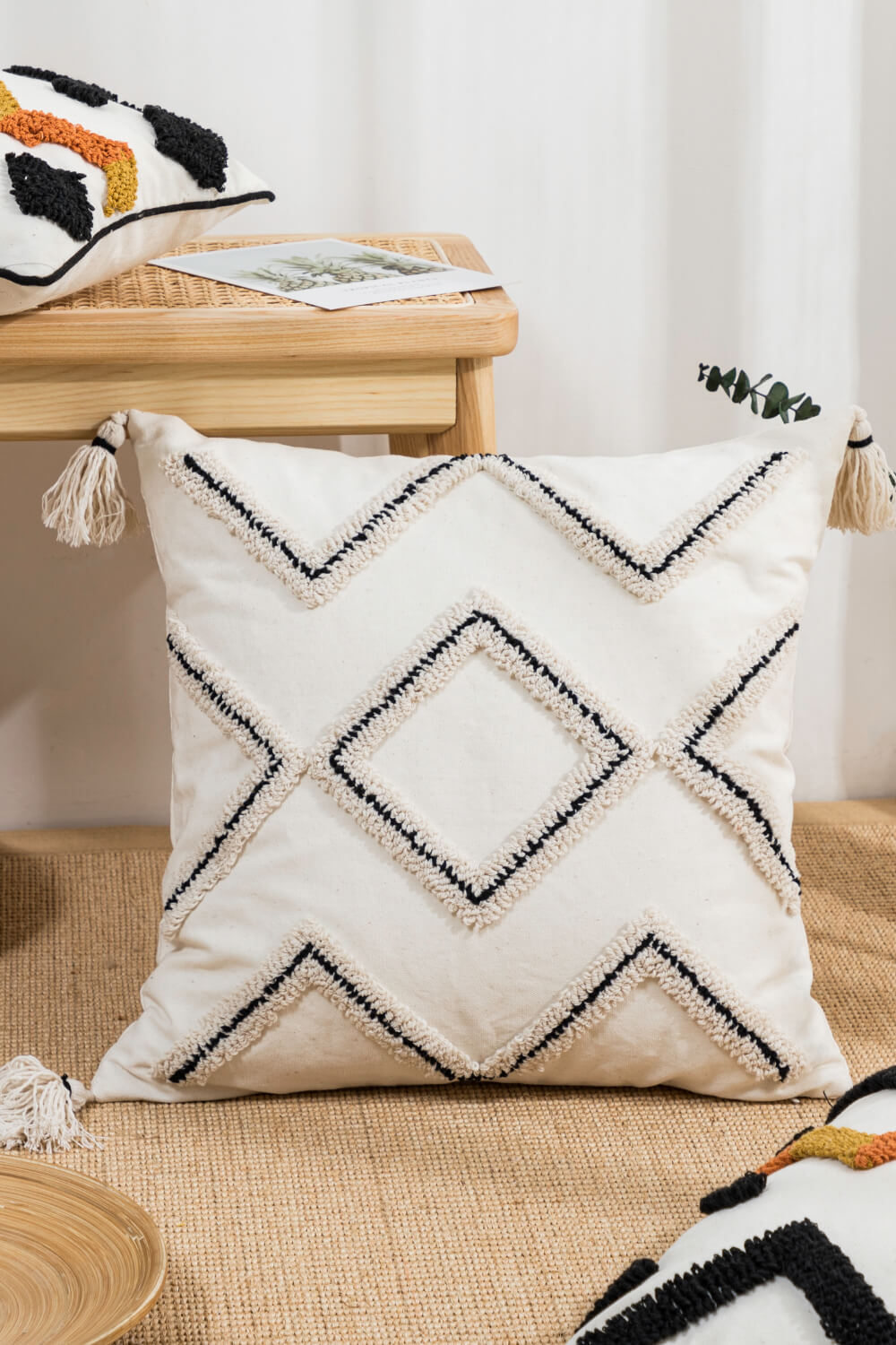 Geometric Embroidered Decorative Throw Pillow Case-SHIPS DIRECTLY TO YOU!