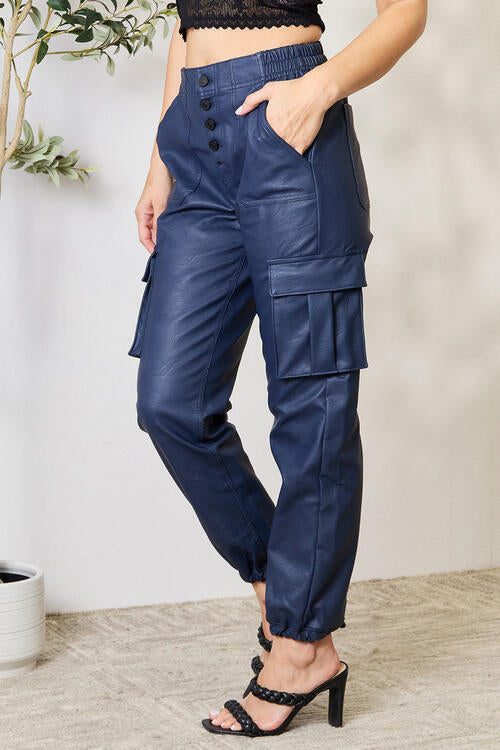 Kalli Jo Faux Leather Cargo Joggers-SHIPS DIRECTLY TO YOU!