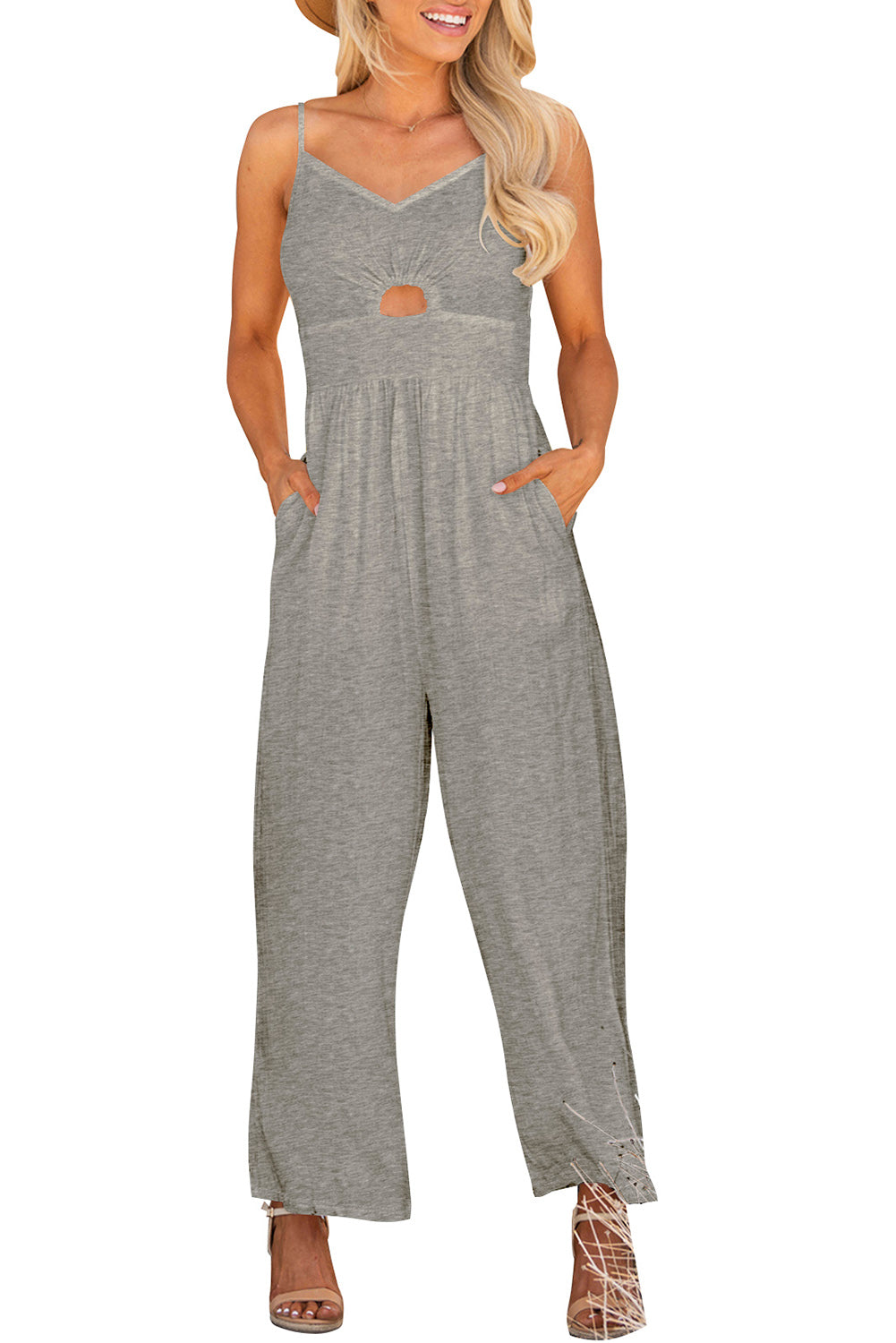 Smocked Spaghetti Strap Wide Leg Jumpsuit-SHIPS DIRECTLY TO YOU!